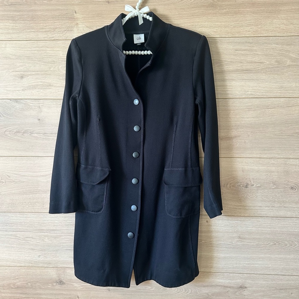 CAbi Black Coat with Pearl Accents